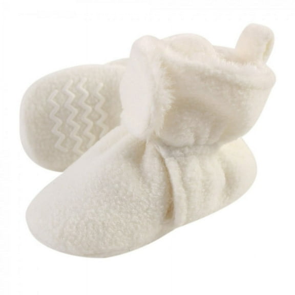 Hudson Baby Baby and Toddler Cozy Fleece and Faux Shearling Booties, Cream, 0-6 Months