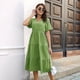 thumbnail image 4 of Vestido Informal de Mujer con Escote en V, Volantes y Corta, Corte A, Holgado, Midi Verde XL, 4 of 9