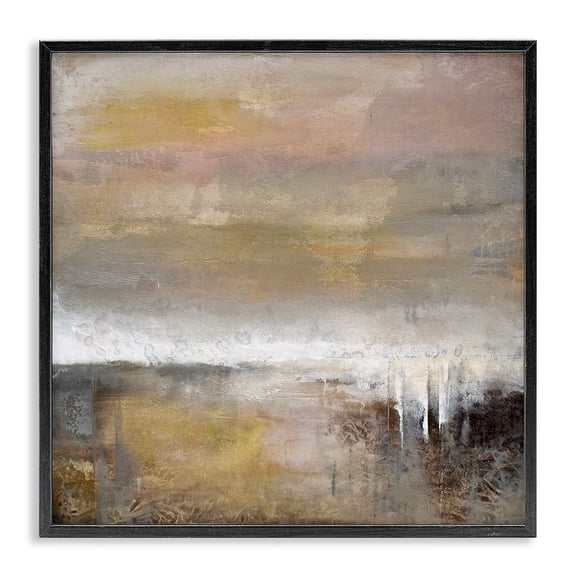 Stupell Industries Neutral Earthy Abstract Landscape Abstract Painting Black Framed Art Print Wall Art, 12 x 12