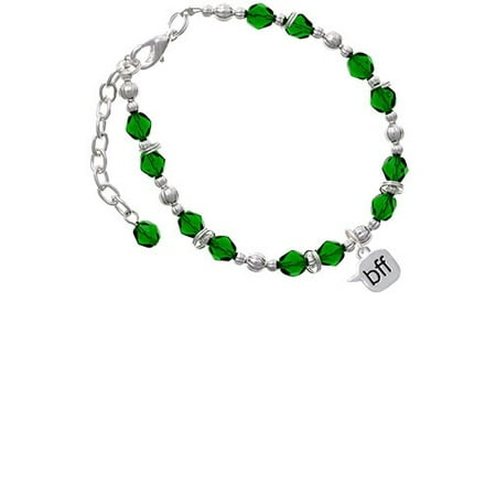 Silvertone Text Chat - bff - Best Friends Forever - Green Beaded