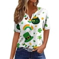 thumbnail image 2 of St.Patrick's Day T-shirt Women - Irish Lucky Clover 3/4 Sleeve Shirt, Fashion Shamrock Green Shirt, Costume for St.Patrick's Day|Style DWhiteXXXL, 2 of 5
