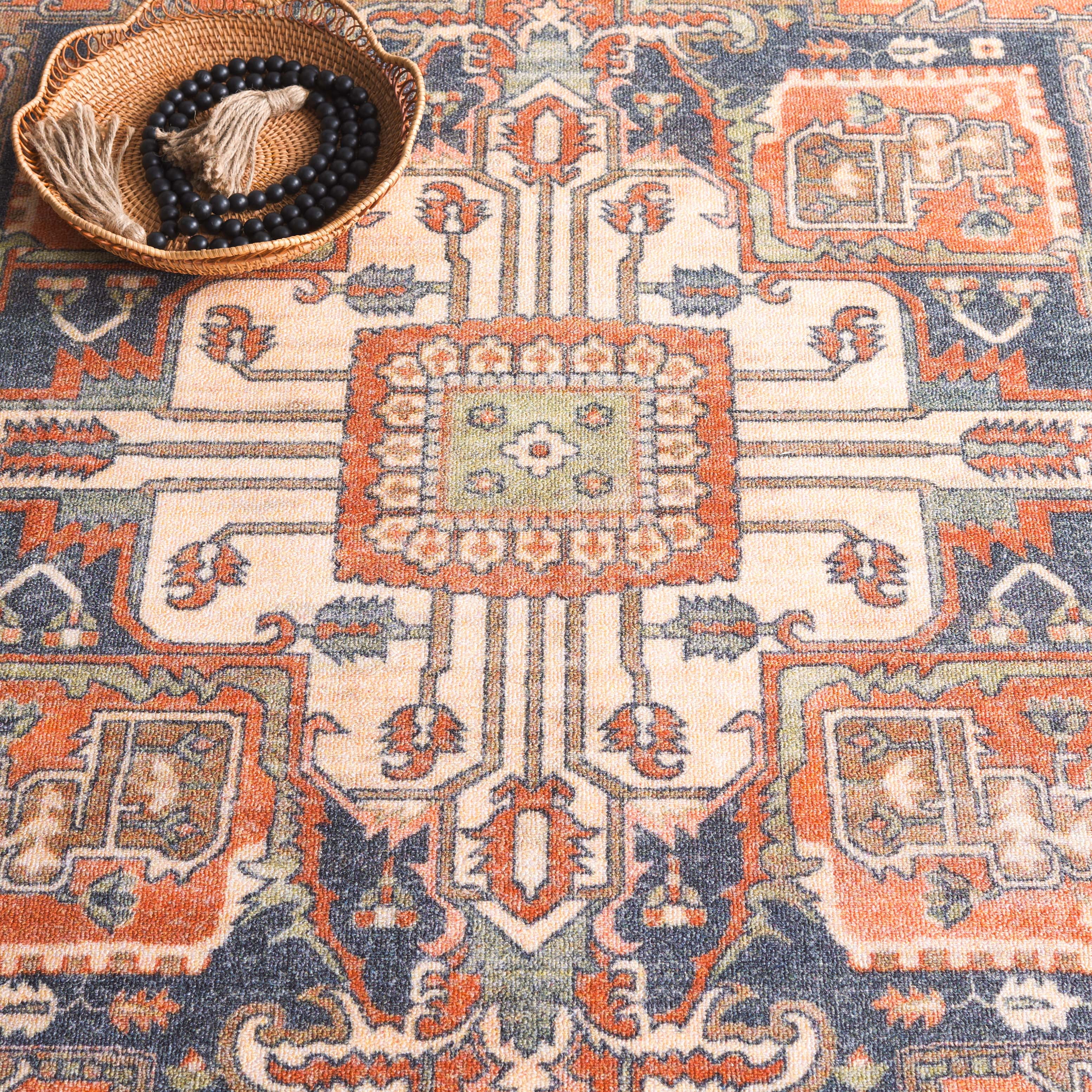 SAFAVIEH Journey Abram Medallion Area Rug, Rust/Navy, 8' x 10'