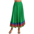 thumbnail image 6 of iiniim Womens Long Full Circle Folklorico Dance Skirts Spanish Bull Folkloric Mexican Flamenco Performance Green 87cm XL, 6 of 7
