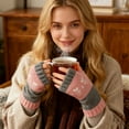 thumbnail image 3 of Cute Fingerless Gloves for Women Knit Cat Gloves Warm Winter Mittens Open Finger Glove for Typing In Cold Office, 3 of 7