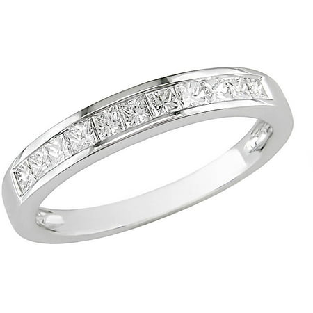 Miabella 1/2 Carat T.W. Princess-Cut Diamond 14kt White Gold Semi-Eternity Anniversary Ring