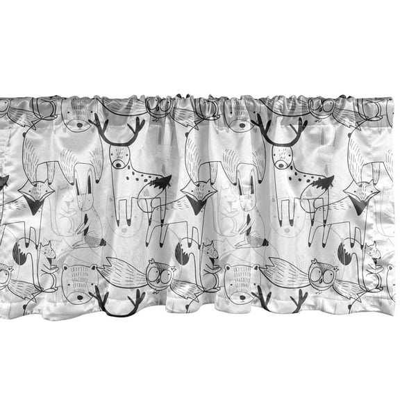 Ambesonne Animal Valance Pack of 2, Minimalist Northern Forest, 54"X12", White Dark Taupe