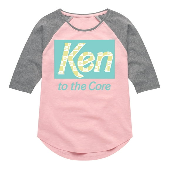 Barbie - Ken to the Core - Checked Style - Toddler & Youth Girls Raglan Graphic T-Shirt