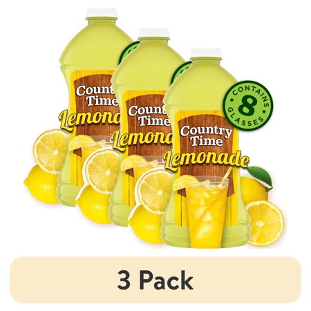 (3 pack) Country Time Flavored Drink, 1 Bottle, for Flavorful Hydration and Shareable Refreshment, Lemonade, No Artificial Sweeteners, Good Source of Vitamin C, 96 oz