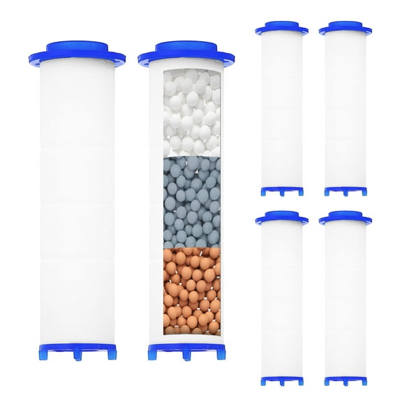 6 Pcs Shower Head Filter 3.1 Inch PP Cotton Filter Cartridge Replacement With Calcium Balls High-Pressure Handheld Fan