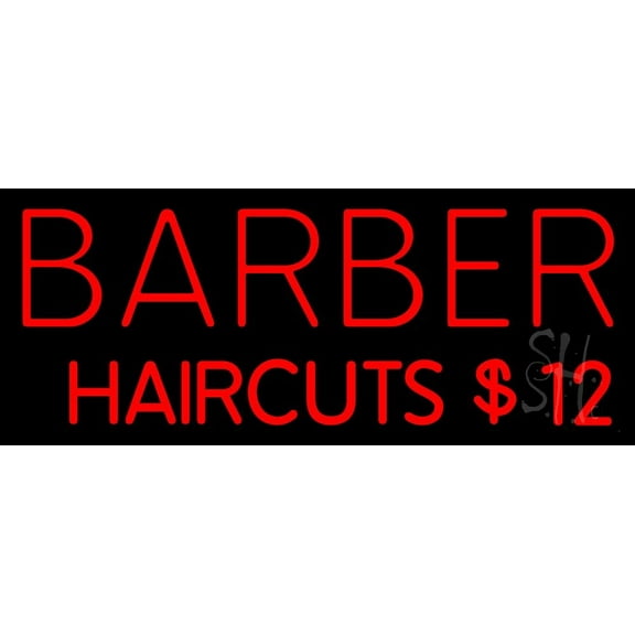 Red Barber Haircuts LED Neon Sign 10 x 24 - inches, Black Square Cut Acrylic Backing, with Dimmer - Bright and Premium built indoor LED Neon Sign for Defence Force.