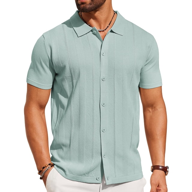 Polo COOFANDY de punto vintage de manga corta para hombre