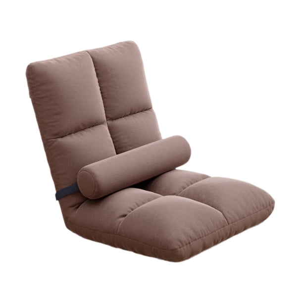 Silla de suelo con respaldo, plegable, transpirable, para dormitorio, sala de juegos o apartamento. Marrón