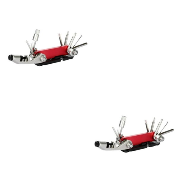 Herramienta de reparación de bicicletas Yuarrent 15 en 1 multifunción extractor de remaches de cadena Rojo 2Conjunto