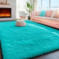 thumbnail image 1 of Alfombra PAGISOFE, suave y esponjosa, de color verde azulado, para dormitorio infantil, color azul, 1 of 8