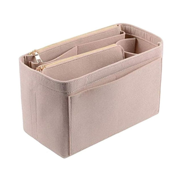 maskred New Popular Women Makeup Organizer Felt And Stylish Multi Grid For Partition beige M 26*15*14cm 1Set