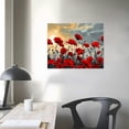 thumbnail image 4 of Nawypu  Red Flowers Canvas Wall Art Poppy Flower Pictures Wall Decor Nature Floral Painting Sunset Picture Prints Framed, 4 of 6