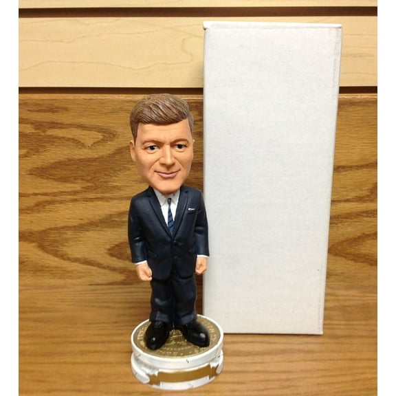 John F Kennedy White circle base with gold top Bobblehead USA