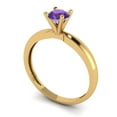 thumbnail image 2 of 0.5 ct Round Cut Natural Amethyst Solitaire Engagement Ring for Women in 14K Yellow Gold, 2 of 5