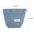thumbnail image 2 of Unique Bargains 1 Pc Lightweight Clutch Heart Bow Small Makeup Bag for Vacation Blue Canvas, 2 of 6