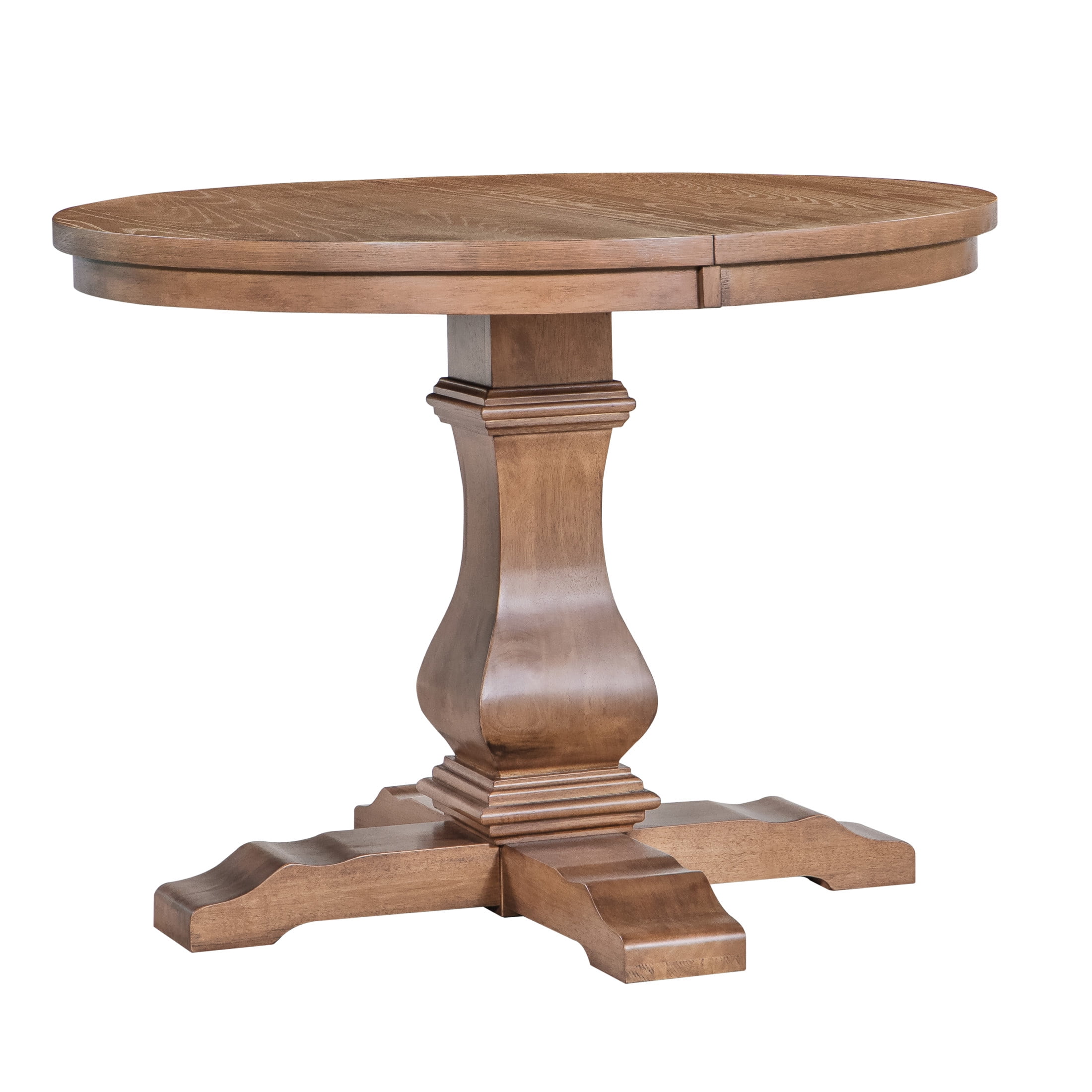 Christopher Knight Home 57" Oval Extendable Dining Table with Pedestal Base, Rustic Farmhouse Style, Walnut