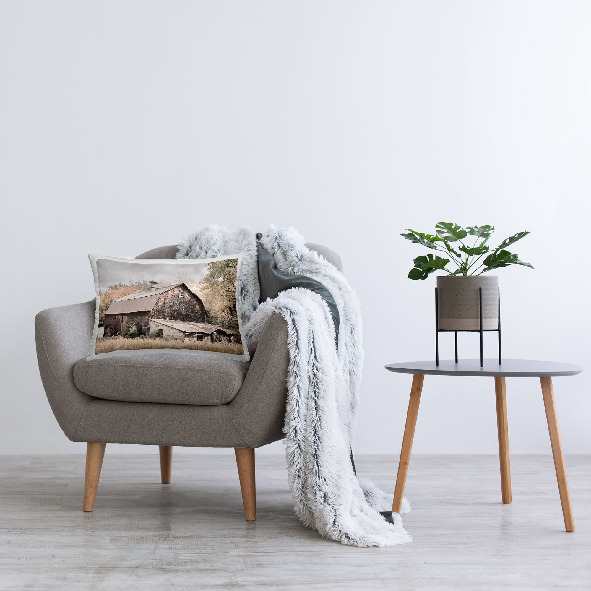 Stupell Industries Beige Rustic Barn Decorative Printed Throw Pillow Design by Lori Deiter.