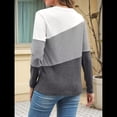 thumbnail image 4 of Blusas de Bloque de Color para Mujer, Estilo Túnica Informal de Larga con Cuello Redondo, Tipo Jersey. Gris XL, 4 of 8
