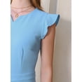 thumbnail image 4 of DARING DIVA Work Pencil Cap Sleeve 1950s Dress M Blue, 4 of 6