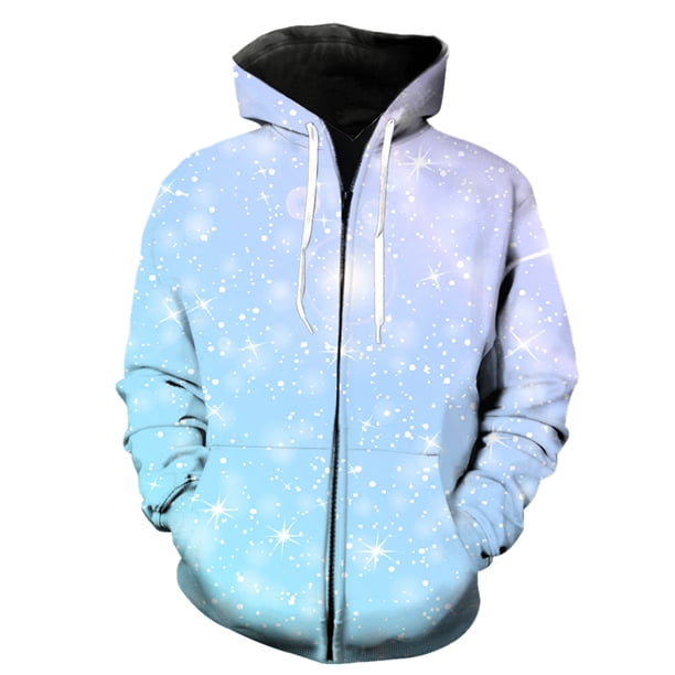 Sudadera con capucha y cremallera para hombre, diseño de copos de nieve de invierno, divertida sudadera de moda con estampado 3D, unisex, de gran tamaño, con capucha, estilo Harajuku
