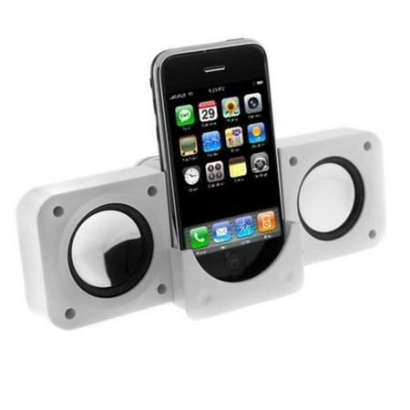 White Mini iPod Speakers for iPhone 5 5s SE 4 4GS 3 3GS iPod Nano 3rd Generation, iPod Touch, iPod Classic, iPod Video, iPod Nano, iPod Photo, Microsoft Zune,.., By