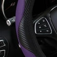thumbnail image 3 of Car Steering Wheel Cover, 15 inch Carbon Fiber Microfiber PU Leather Elastic Steering Wheel Protector for Men Women, Anti-Slip Breathable Car Interior Accessories for Most Cars (Purple), 3 of 5