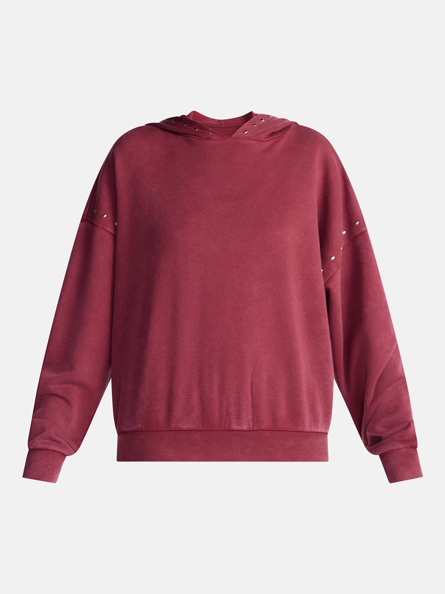 No Boundaries Mineral Wash Studded Fleece Oversized Hoodie, Women's XXS-XXL