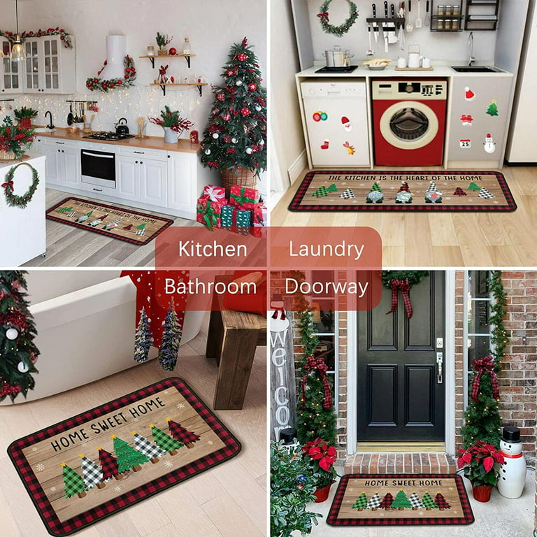 1/2pcs Red Christmas Santa Claus Kitchen Mat, Anti-fatigue Soft Cushioned Comfort  Kitchen Floor Mat, Skid-resistant And Waterproof Kitchen Rug, Home Xmas  Decor, Ideal For Kitchen, Floor, Home, Laundry, Office, Waterproof Kitchen  Carpet