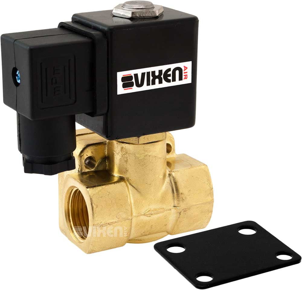 Vixen Air 1/2 NPT Air Ride Suspension High Flow Electric Air Valves/Solenoids 210 PSI Four Corners with Fittings and Hoses VXK1204H 