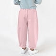 thumbnail image 6 of Mwjwdo Big Kids Boys & Girls Basic Solid Pants, Elastic Waist Long Trousers with Pockets, All Match Casual Daily Pants Pink 9 Years, 6 of 6