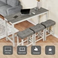 thumbnail image 3 of Cterwk 4 Piece Bar Table Set with Power Outlet, Bar Table Set with 3 Pack Stools, Bar Table Stools Set for Living Room, Dining Room, White + Gray, 3 of 9