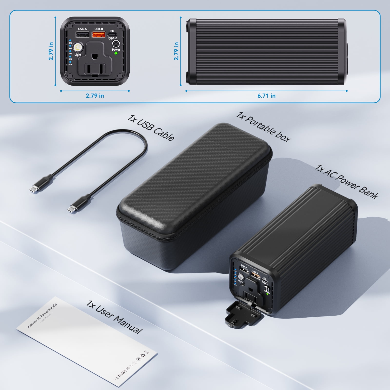 PADJYYUSZ Portable Laptop Power Bank, 27000mAh   with 100W  AC Outlet, 65W PD Fast Charging , N22  Black