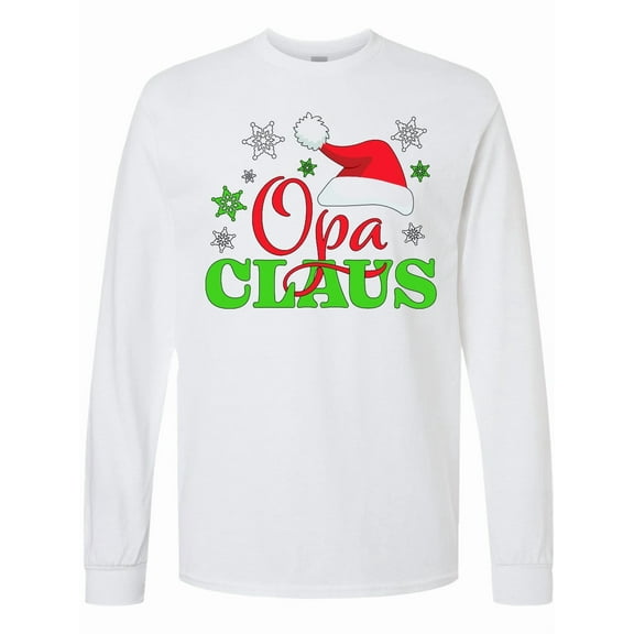 Inktastic Opa Claus with Christmas Santa Hat and Snowflakes Long Sleeve T-Shirt
