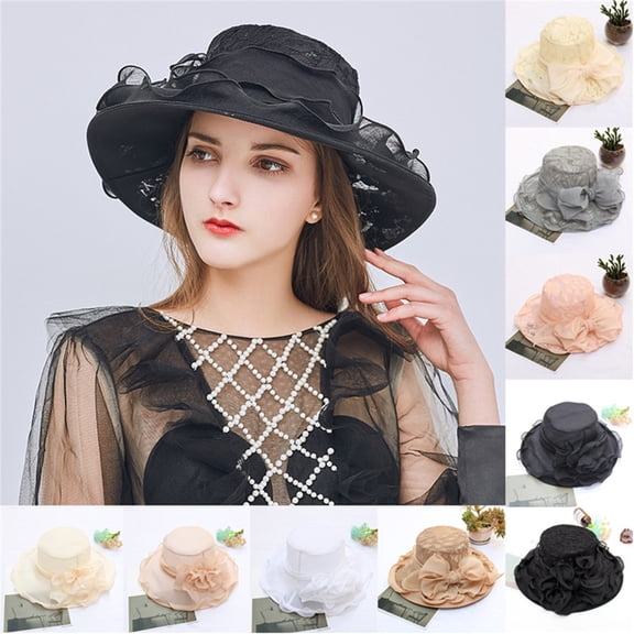 Women's Wide Brim Fancy Fascinator Hat Tea Party Wedding Cap Style