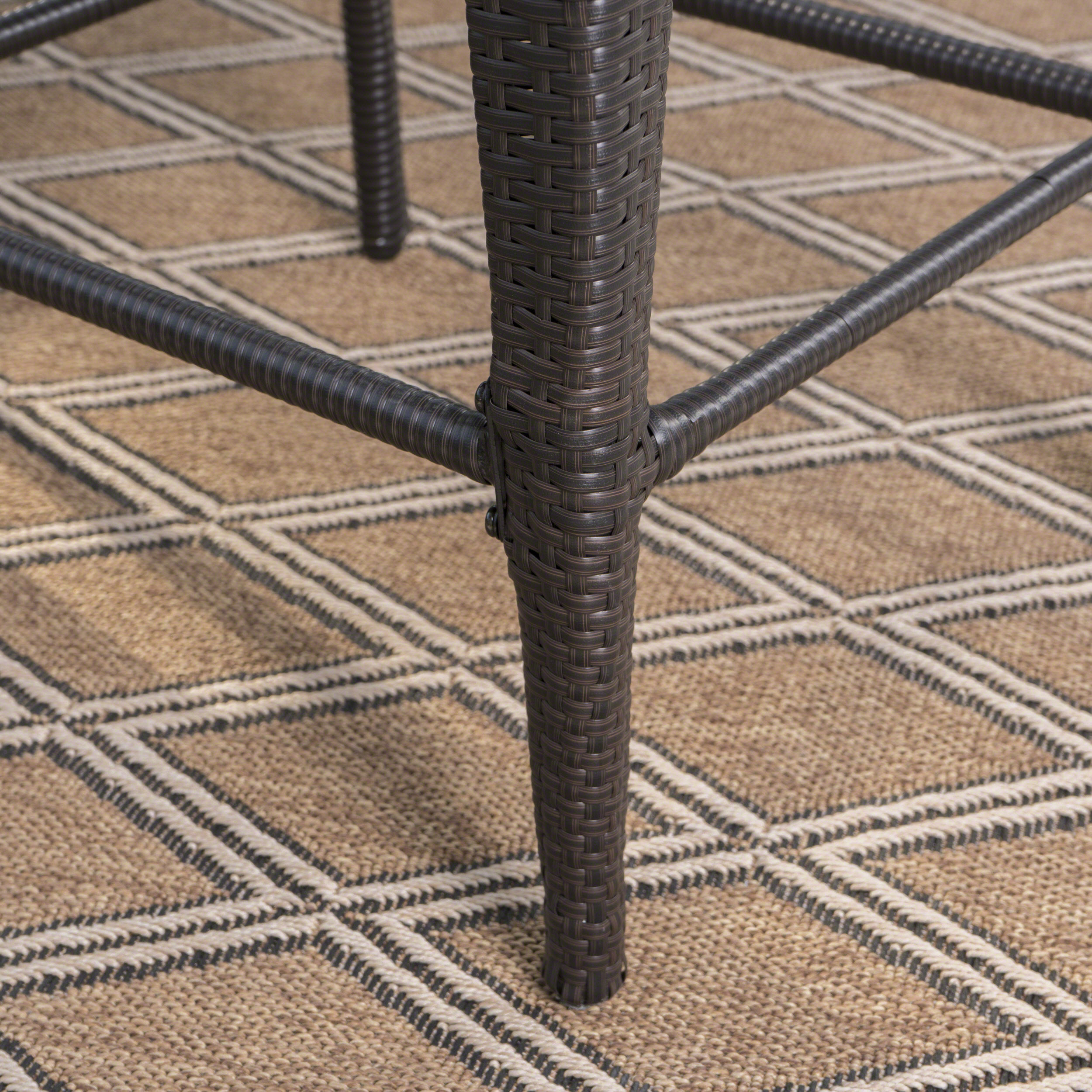Noble House 3 Pcs Wicker Bar Set with Table, Brown