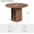 thumbnail image 5 of Finmind 47" Round Farmhouse Dining Table, Dinner Table for 4-6 People with 2-Tier Shelf Pedestal, Large Wood Table, Walnut Brown, 5 of 7