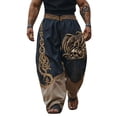 thumbnail image 2 of BOOMNY Mens Baggy Linen Pants Wide Leg Viking Pants for Men Loose Fit Elastic Waist Drawstring Norse Mythology Graphic Y2K Casual Jogger Pant With Pocket, 2 of 3