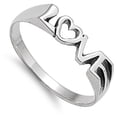 thumbnail image 4 of Love Heart Cutout Script Word Purity Ring .925 Sterling Silver Band Jewelry Female Male Size 5, 4 of 4