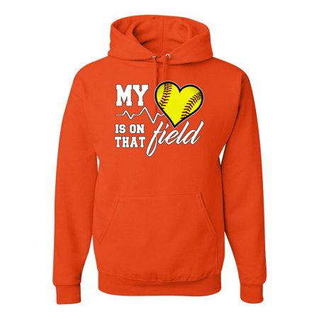 Wild Bobby, My Heart Is On That Tennis Field, Sports, Unisex Graphic Hoodie Sweatshirt, Orange, XX-Large