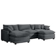 thumbnail image 3 of 114'' Oversized Modular Cushion Sofa with Portable Ottoman, L-Shaped Corner Spacious Sectional Sofa Set, 25'' Deep Seating, for Home Apartment Living Room, Grey, 3 of 9