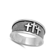 thumbnail image 4 of Oxidized Three Cross Sinners Grace Ring .925 Sterling Silver Band Jewelry Female Male Unisex Size 10, 4 of 4
