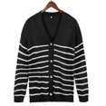 thumbnail image 4 of Suéter Cárdigan Para Mujer, Cárdigan De Manga Larga Suave Para La Piel Para La Oficina ANGGREK Color Negro Raya Blanca XL, 4 of 8