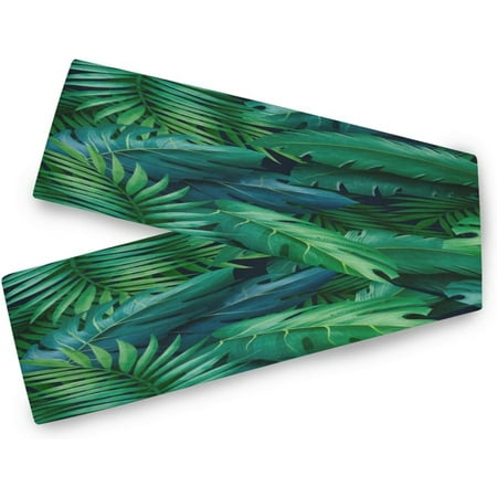 

Hyjoy Table Runner Tropical Palm Leaves Machine Washable Non-Slip Farmhouse Table Runners for Dinner Party Holidays Home Decor 13 x 90 Inch
