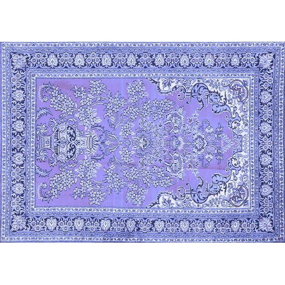 Ahgly Company Machine Washable Indoor Rectangle Persian Blue Traditional Area Rugs, 8' x 12'