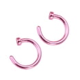 thumbnail image 1 of 2 pcs Unisex Surgical Titanium Steel Open Nose Ring Nose Piercing Stud 6mm (Pink), 1 of 7
