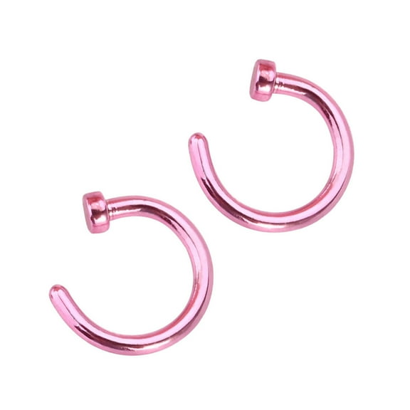 2 Pcs Piercing Nose Jewelry Titanium Steel Ring Puncture Pink Miss Man